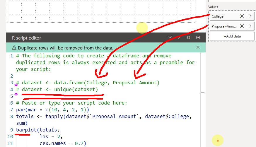Python code in Power BI